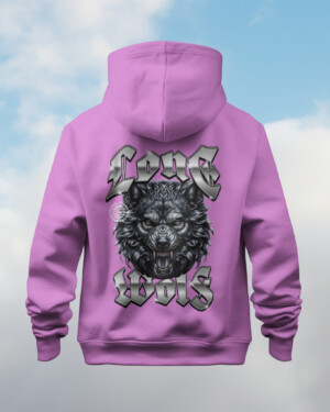 Purple Lone Wolf Printed Hooded Sweatshirt