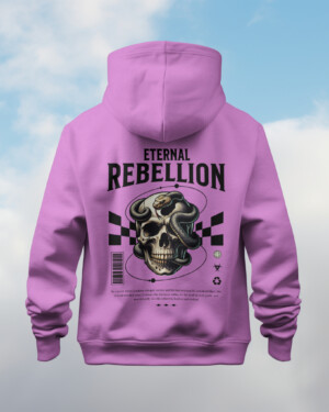 Purple Eternal Rebellion Printed Hooded Sweatshirt