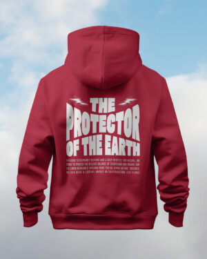 Red Protector Earth Printed Hooded Sweatshirt