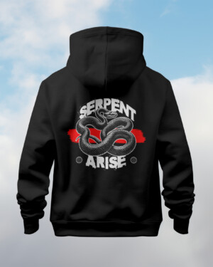 Black Front & back printed Hooded Sweatshirt