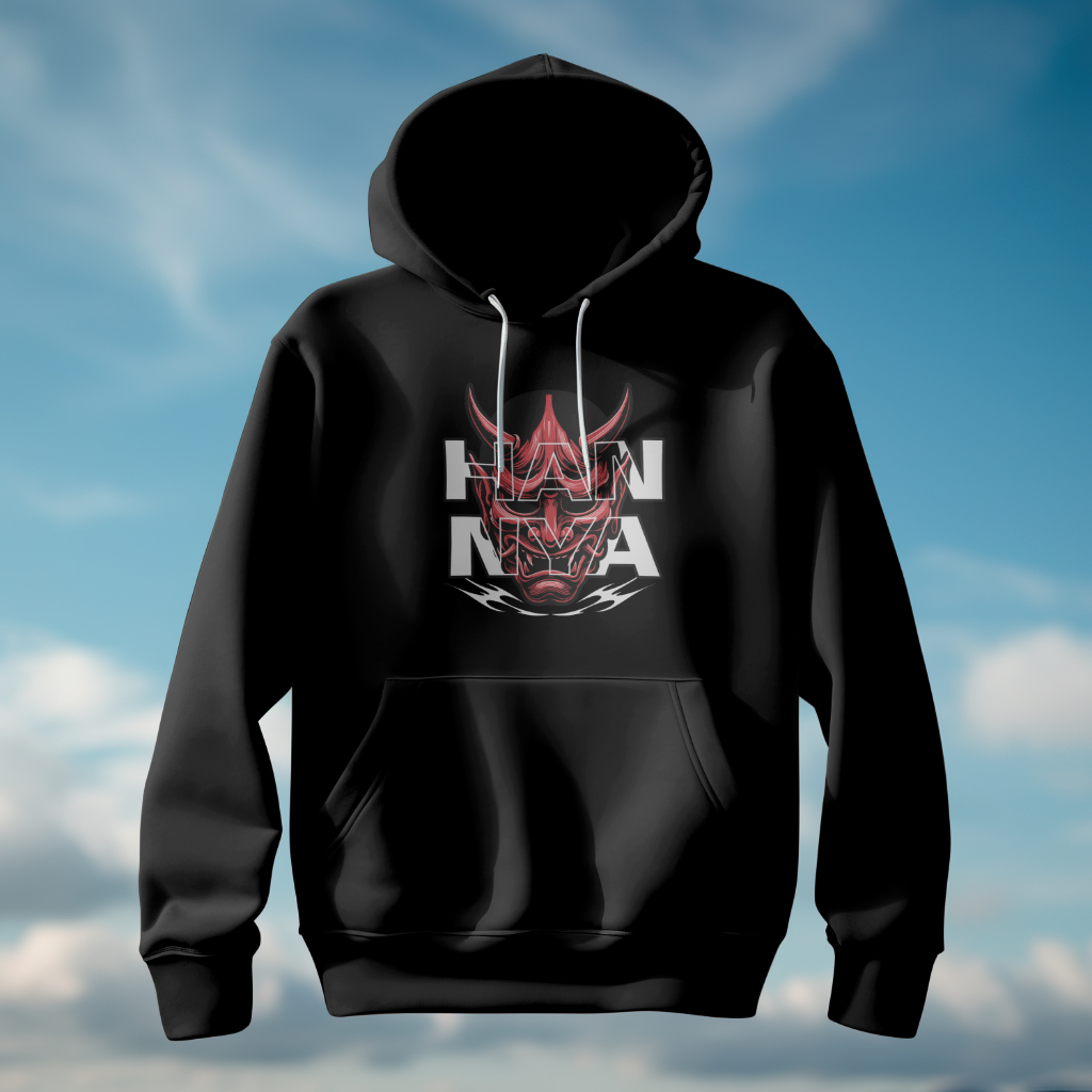 Black Demon Printed Hooded Sweatshirt - Falkore