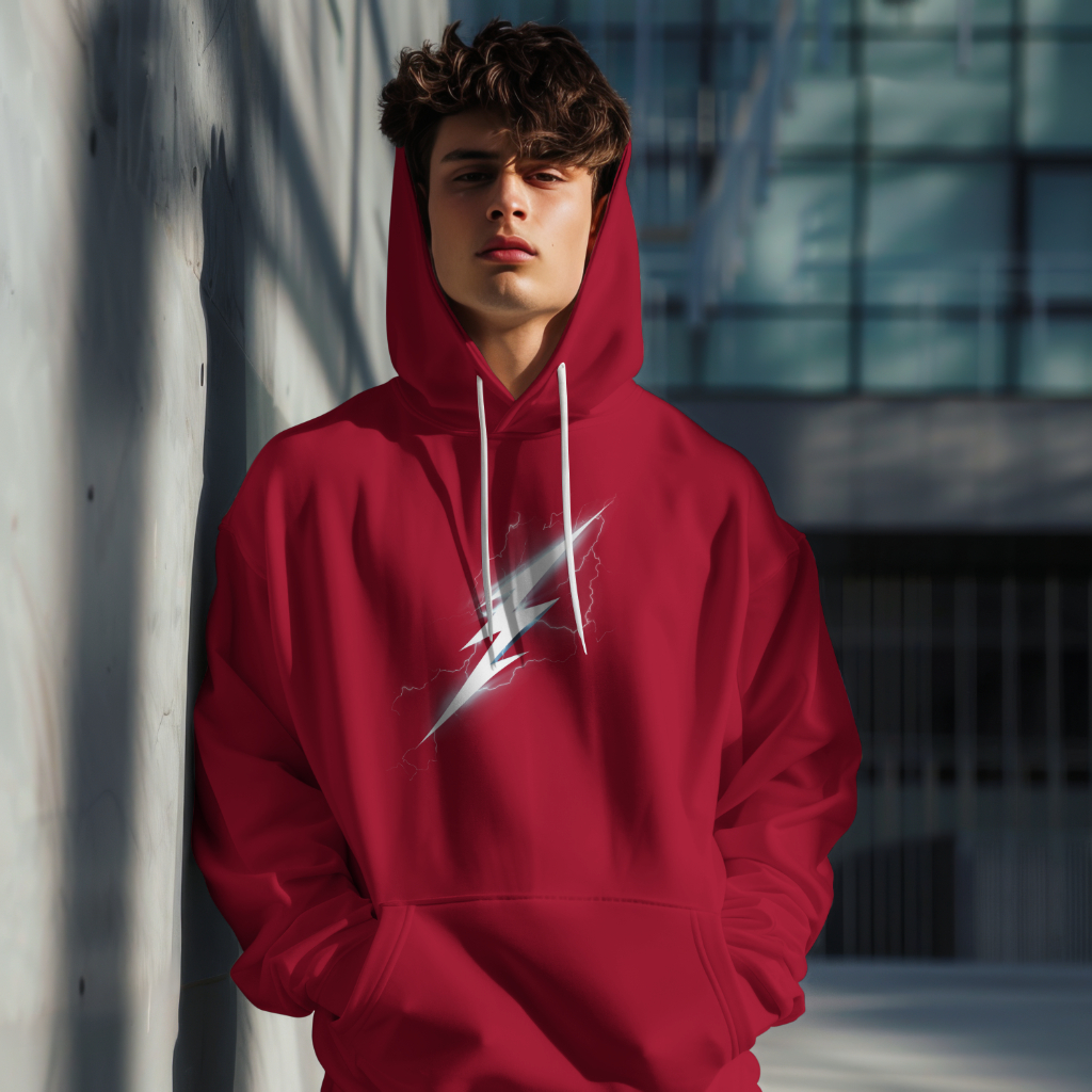 Red Protector Earth Printed Hooded Sweatshirt - Falkore