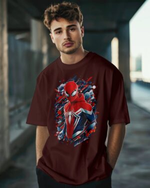 Spiderman Brown Front Printed Oversized