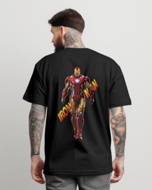 Iron man Black Front and Back Printed Oversized