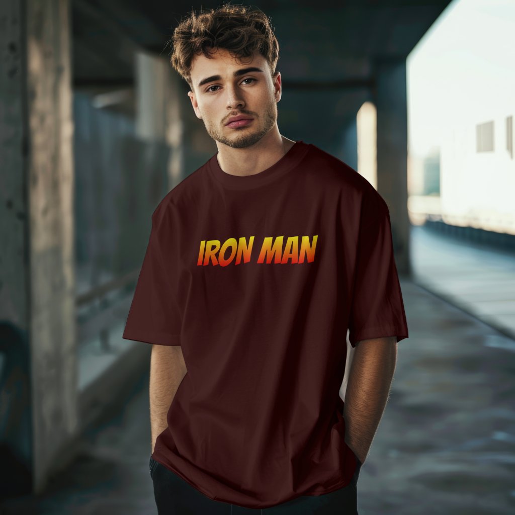Iron Man Brown Front and Back Printed Oversized - Image 2