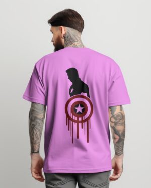 Captain America Purple Front and Back Printed Oversized