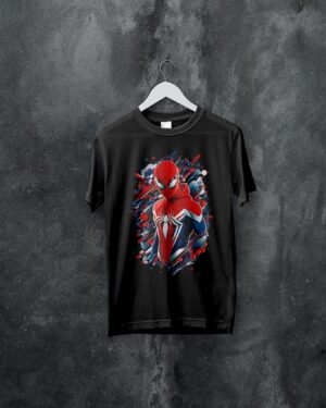 Spiderman Black Front Printed Oversized
