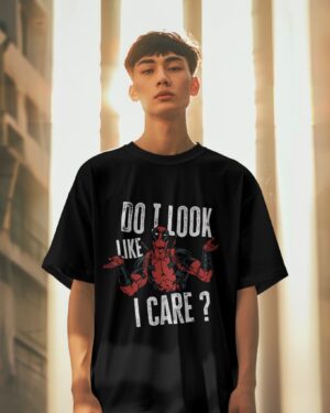 Deadpool Black Front Printed Oversized