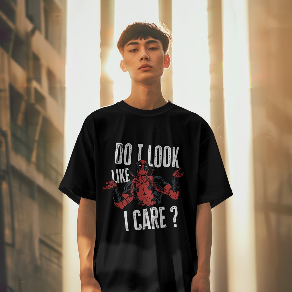 Deadpool Black Front Printed Oversized