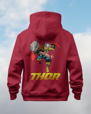 Thor Red Front and Back Printed Hooded Sweatshirt