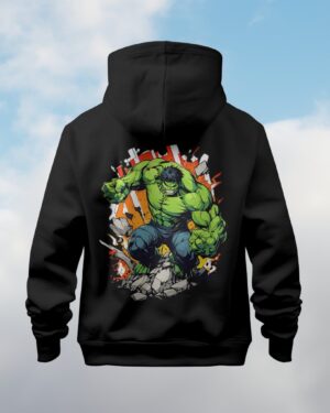 Incredible Hulk Black Front and Back Printed Hooded Sweatshirt